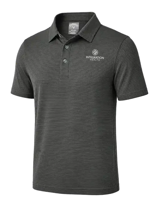 Callaway Black Fine Line Stripe Polo w/Integration Health Logo