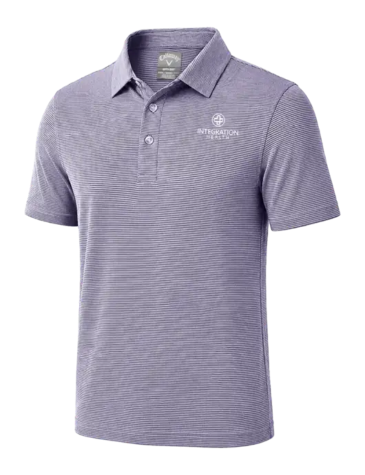 Callaway Navy Fine Line Stripe Polo w/Integration Health Logo