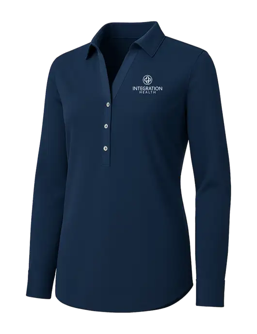 Womens Navy City Stretch Shirt w/Integration Health Logo