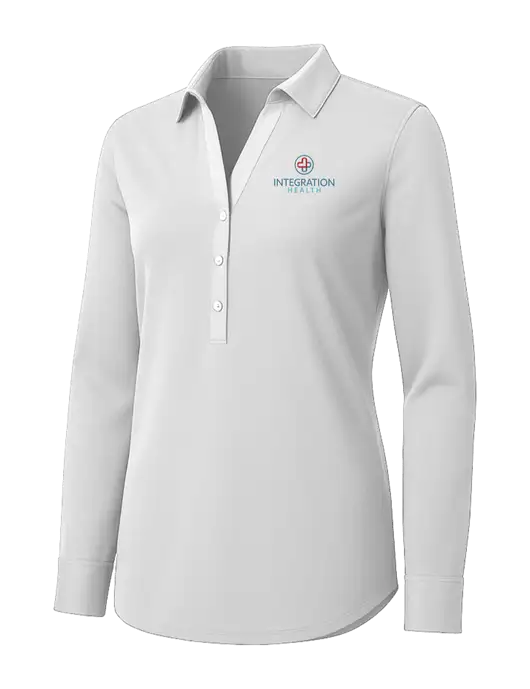Womens White City Stretch Shirt w/Integration Health Logo