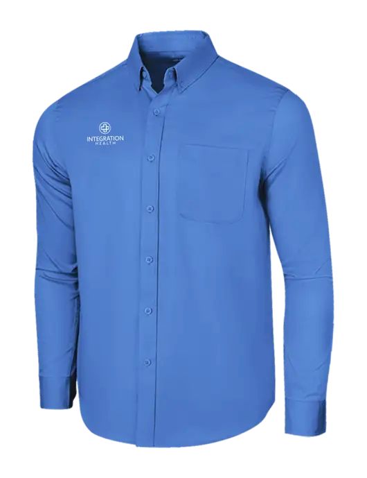 Long Sleeve Dark Carolina Blue Superpro React Twill Shirt w/Integration Health Logo