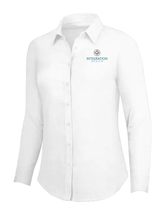 White Womens SuperPro Oxford Shirt w/Integration Health Logo