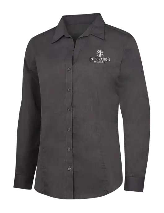 Womens Soft Black Crosshatch Easy Care Shirt w/Integration Health Logo