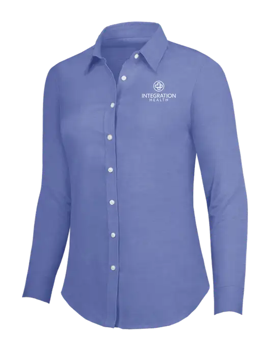 Navy Womens SuperPro Oxford Shirt w/Integration Health Logo