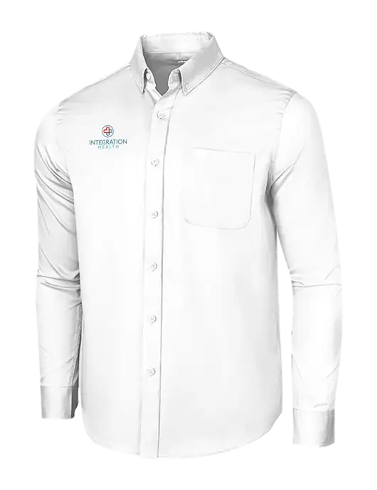 Long Sleeve White Superpro React Twill Shirt w/Integration Health Logo