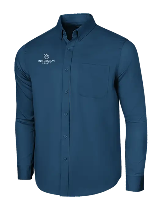 Long Sleeve Light Navy Superpro React Twill Shirt w/Integration Health Logo
