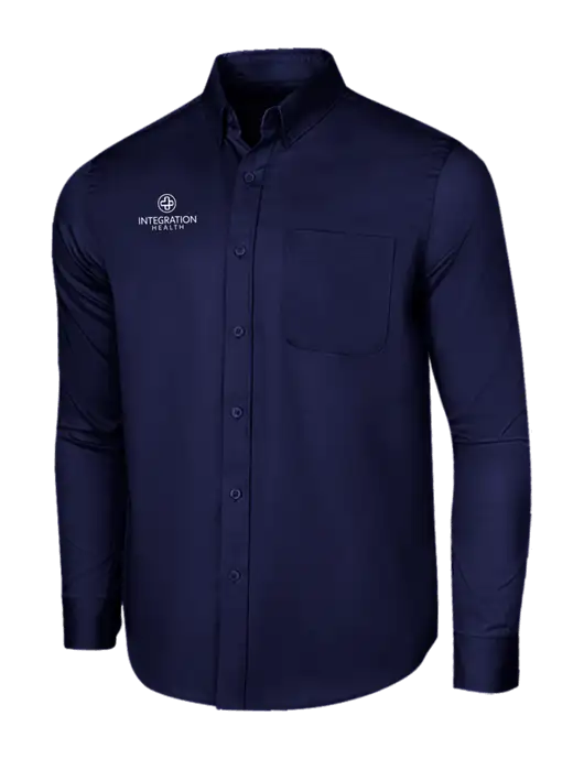 Long Sleeve Navy Superpro React Twill Shirt w/Integration Health Logo