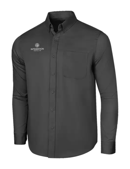 Long Sleeve Dark Grey Superpro React Twill Shirt w/Integration Health Logo