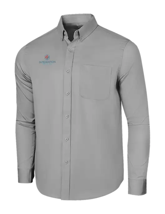 Long Sleeve Light Grey Superpro React Twill Shirt w/Integration Health Logo