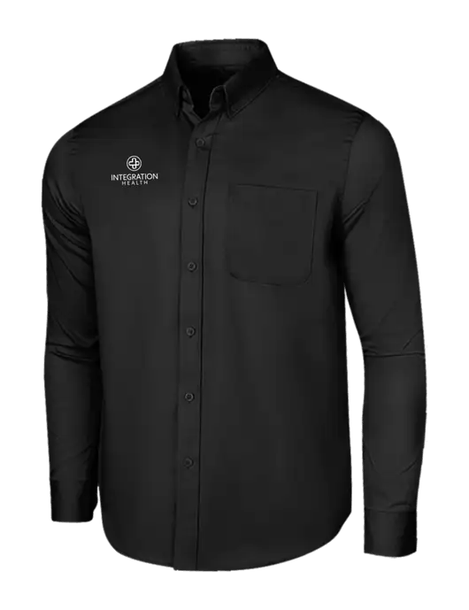 Long Sleeve Deep Black Superpro React Twill Shirt w/Integration Health Logo
