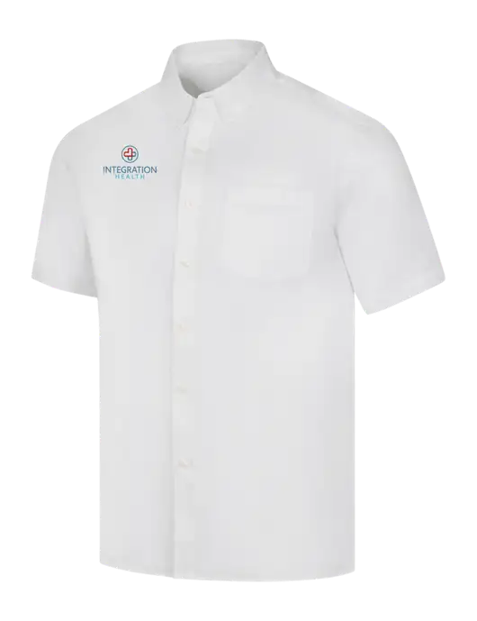 Short Sleeve White Superpro React Twill Shirt w/Integration Health Logo