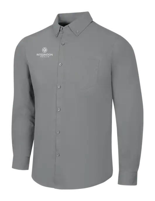 Medium Grey Long Sleeve Carefree Poplin Shirt w/Integration Health Logo