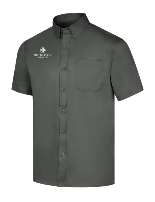 Short Sleeve Dark Grey Superpro React Twill Shirt w/Integration Health Logo