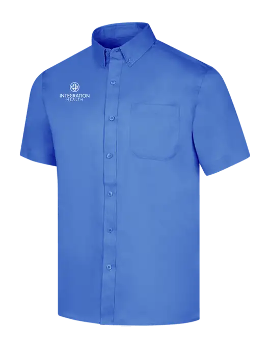 Short Sleeve Dark Carolina Blue Superpro React Twill Shirt w/Integration Health Logo