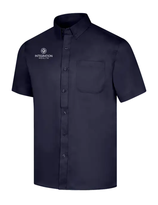 Short Sleeve Navy Superpro React Twill Shirt w/Integration Health Logo