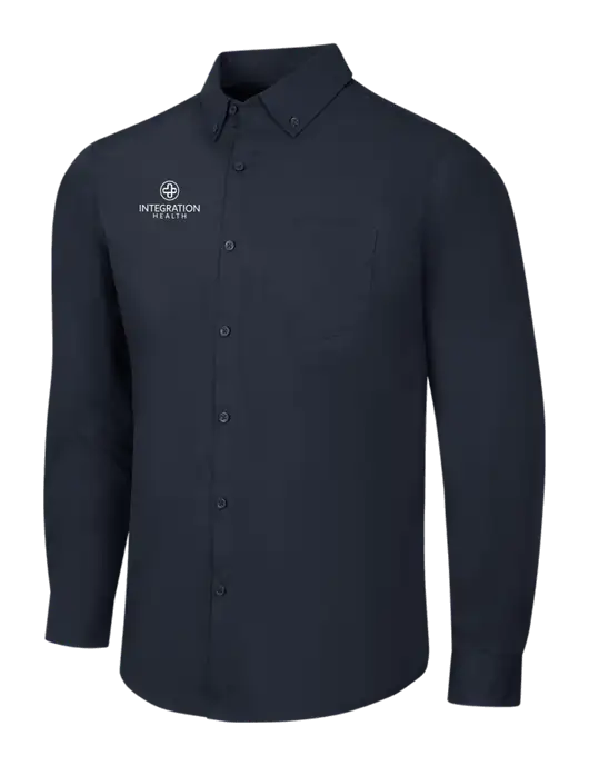 Navy Long Sleeve Carefree Poplin Shirt w/Integration Health Logo