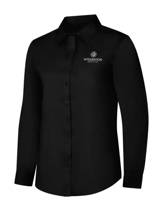 Womens Black Long Sleeve Superpro React Twill Shirt w/Integration Health Logo