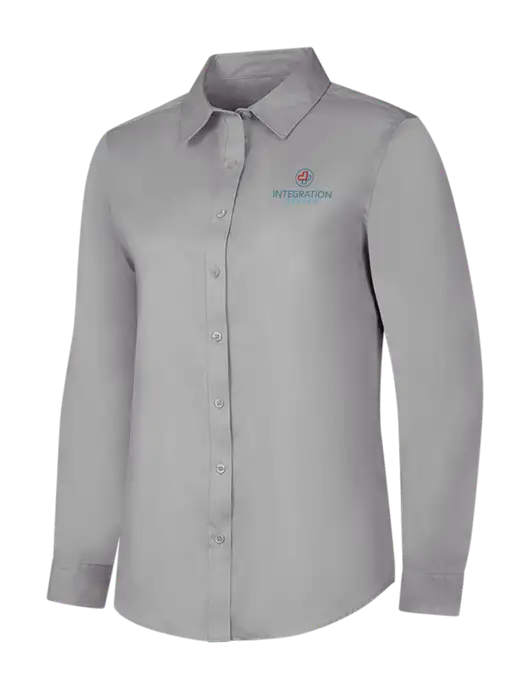 Light Grey Womens Long Sleeve Superpro React Twill Shirt w/Integration Health Logo