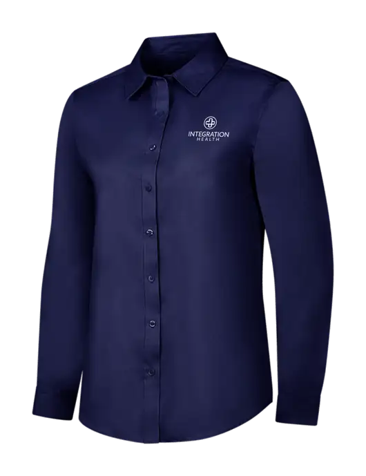 Navy Womens Long Sleeve Superpro React Twill Shirt w/Integration Health Logo