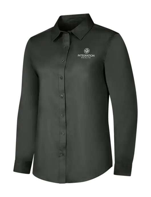 Dark Grey Womens Long Sleeve Superpro React Twill Shirt w/Integration Health Logo