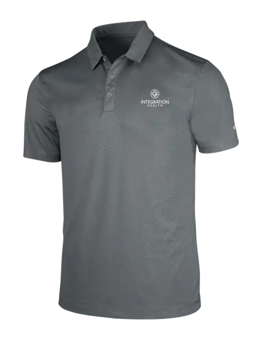 NIKE Medium Grey Dri-Fit Embossed Tri-Blade Polo w/Integration Health Logo