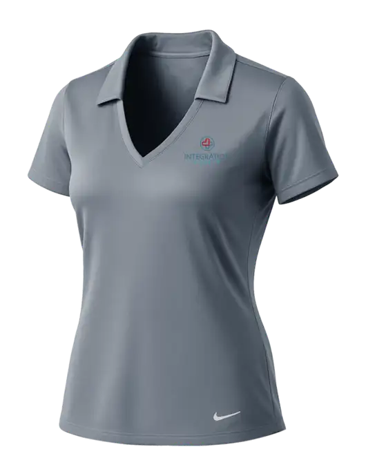 NIKE Medium Grey Womens Dri-Fit Vertical Mesh Polo w/Integration Health Logo