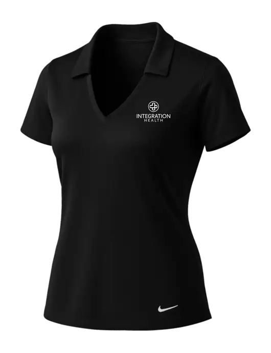 NIKE Black Womens Dri-Fit Vertical Mesh Polo w/Integration Health Logo