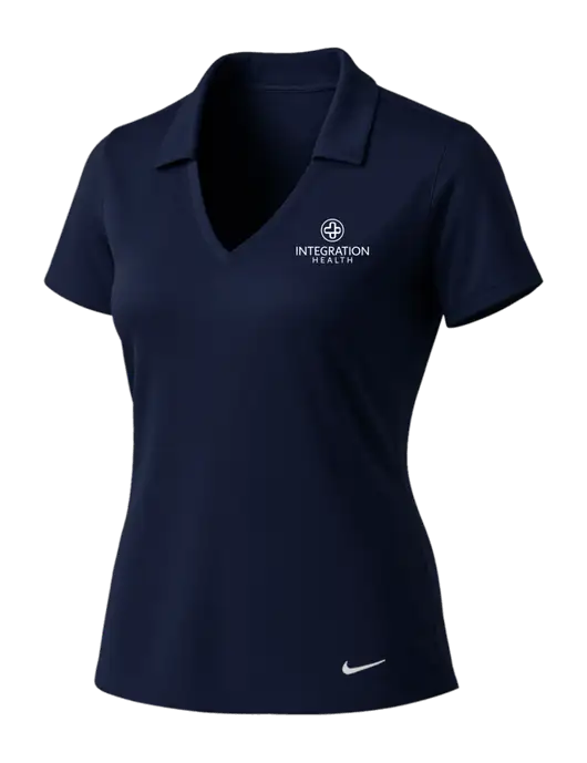 NIKE Dark Navy Womens Dri-Fit Vertical Mesh Polo w/Integration Health Logo