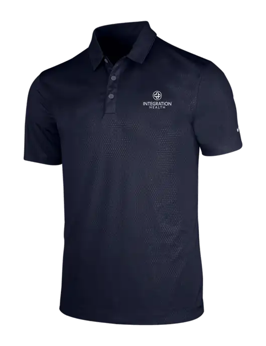 NIKE Dark Navy Dri-Fit Embossed Tri-Blade Polo w/Integration Health Logo