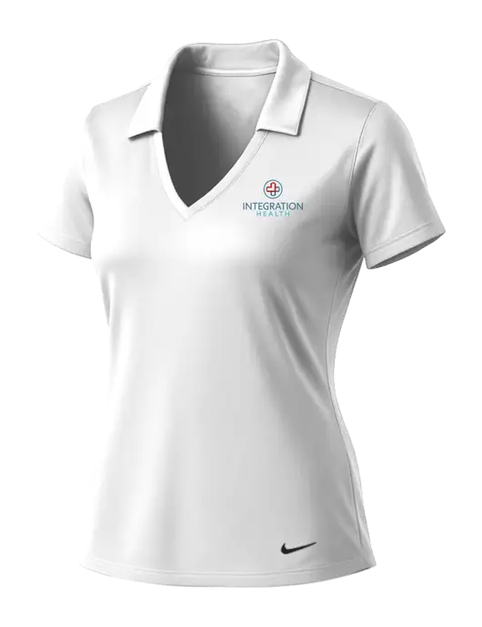 NIKE White Womens Dri-Fit Vertical Mesh Polo w/Integration Health Logo