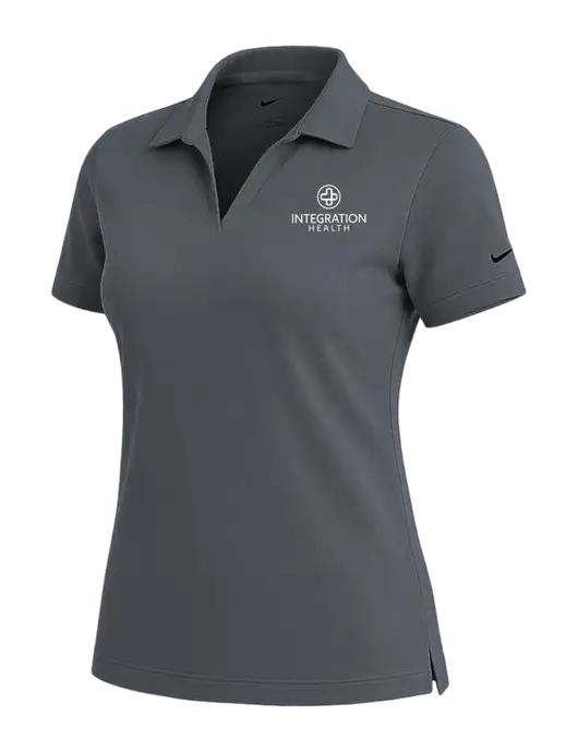 NIKE Dark Grey Womens Dri-Fit Micro Pique Polo w/Integration Health Logo