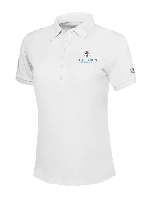 OGIO Womens Bright White Jewel Polo w/Integration Health Logo