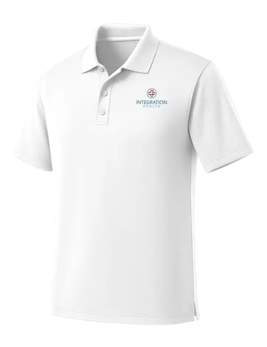 White Dry Zone UV Micro Mesh Polo w/Integration Health Logo