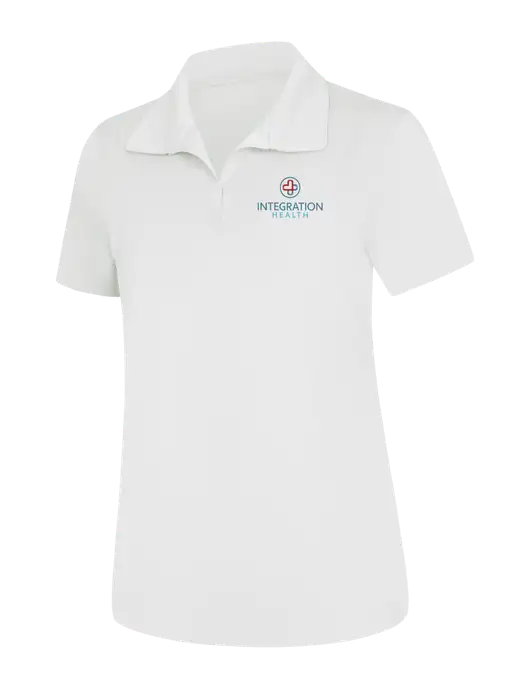 Womens White Micropique Sport-Wick Polo w/Integration Health Logo