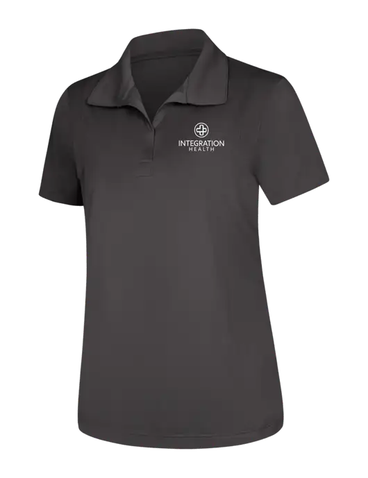 Womens Dark Grey Micropique Sport-Wick Polo w/Integration Health Logo