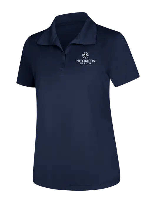 Womens Navy Micropique Sport-Wick Polo w/Integration Health Logo