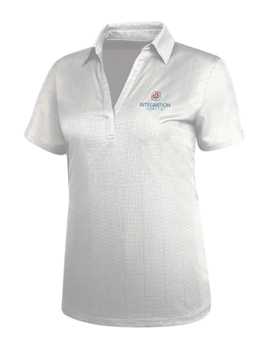 White Womens Performance Fine Jacquard Polo w/Integration Health Logo