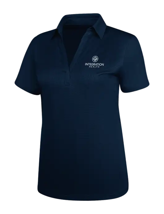 Navy Womens Performance Fine Jacquard Polo w/Integration Health Logo