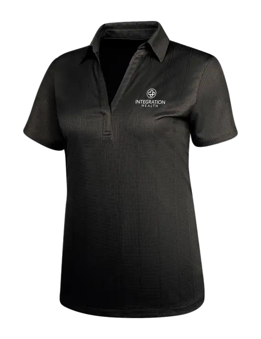 Black Womens Performance Fine Jacquard Polo w/Integration Health Logo