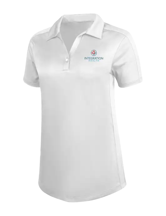 Womens White Diamond Jacquard Polo w/Integration Health Logo
