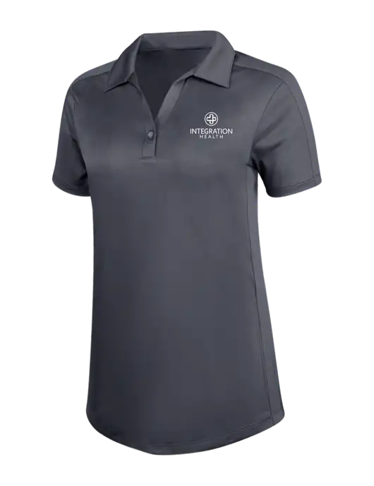 Womens Dark Grey Diamond Jacquard Polo w/Integration Health Logo