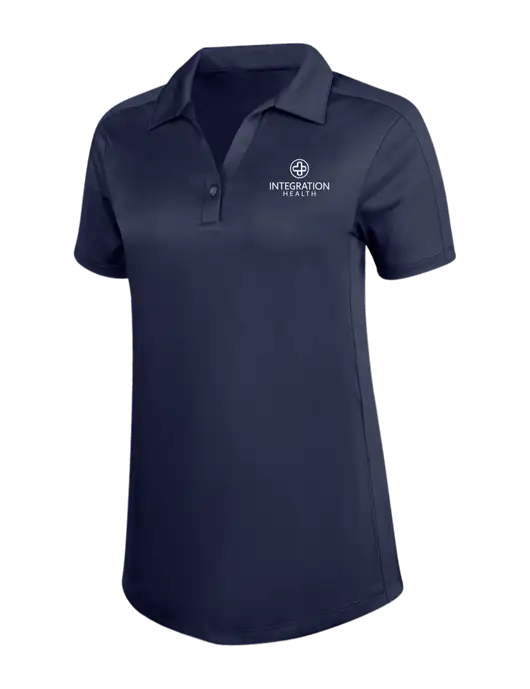 Womens Dark Navy Diamond Jacquard Polo w/Integration Health Logo