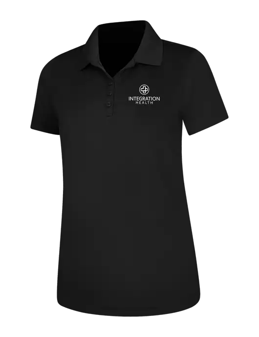 Black Womens Dry Zone UV Mesh Polo w/Integration Health Logo