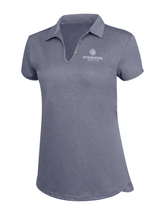 True Navy Womens Trace Heather Polo w/Integration Health Logo