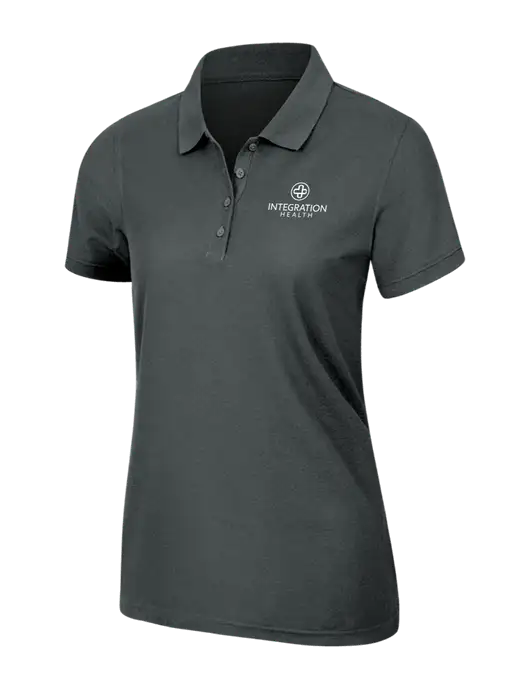 Dark Grey Womens Core Classic Pique Polo w/Integration Health Logo
