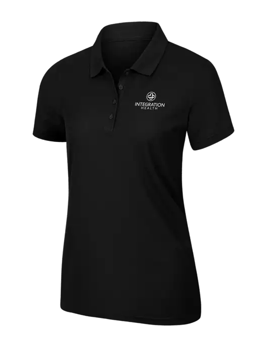 Womens Black Core Classic Pique Polo w/Integration Health Logo