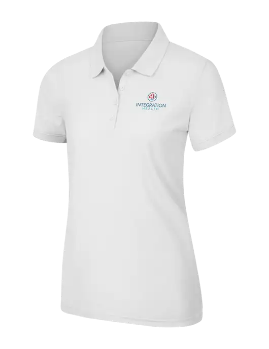 White Womens Core Classic Pique Polo w/Integration Health Logo