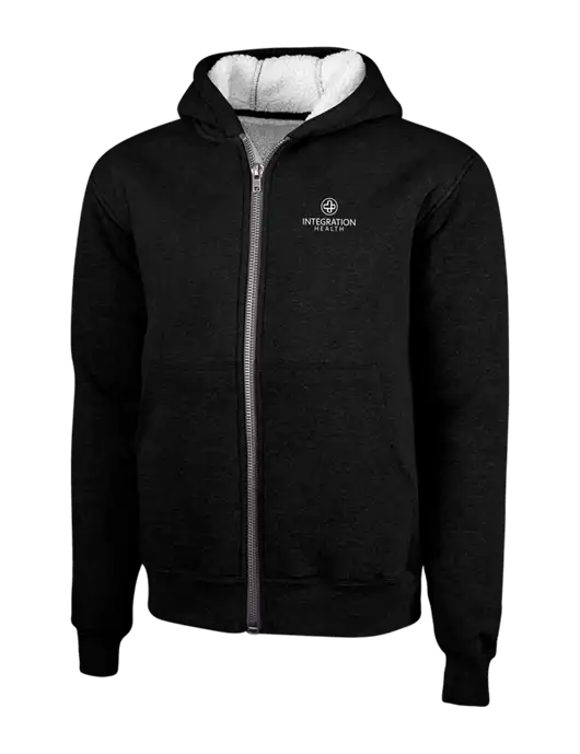 Cornerstone Black Heavyweight Sherpa Lined Hooded Fleece Jacket w/Integration Health Logo