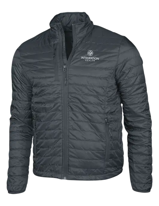Dark Grey Puffy Packable Jacket w/Integration Health Logo