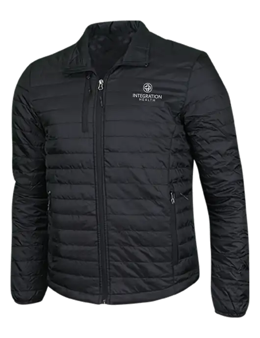 Deep Black Puffy Packable Jacket w/Integration Health Logo